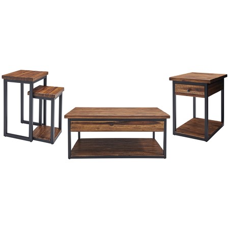 ALATERRE FURNITURE Claremont Rustic Wood 48" Coffee Table, End Table and Two Nesting Tables Set ANCM011N1274